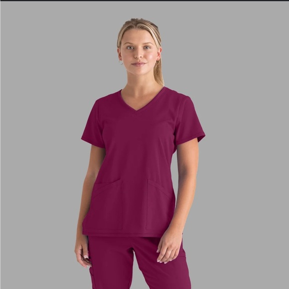 Grey’s Anatomy + Spandex Stretch Maroon Scrub Top Size 3XL. By Barco. - Picture 1 of 6